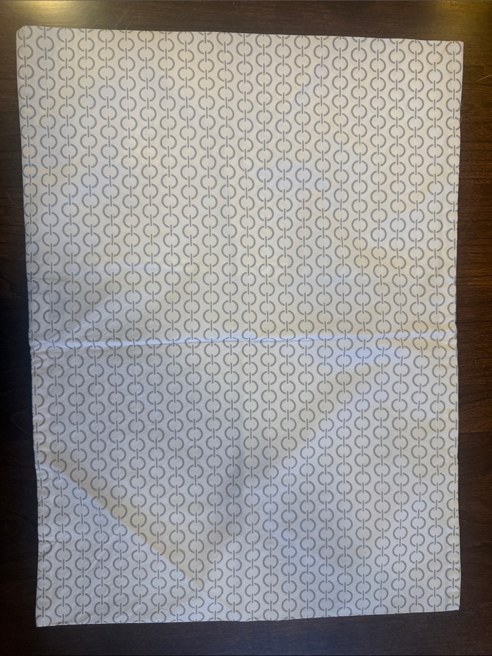 Serena & Lily White Pillowcase with Light Gray Linked Ring Pattern